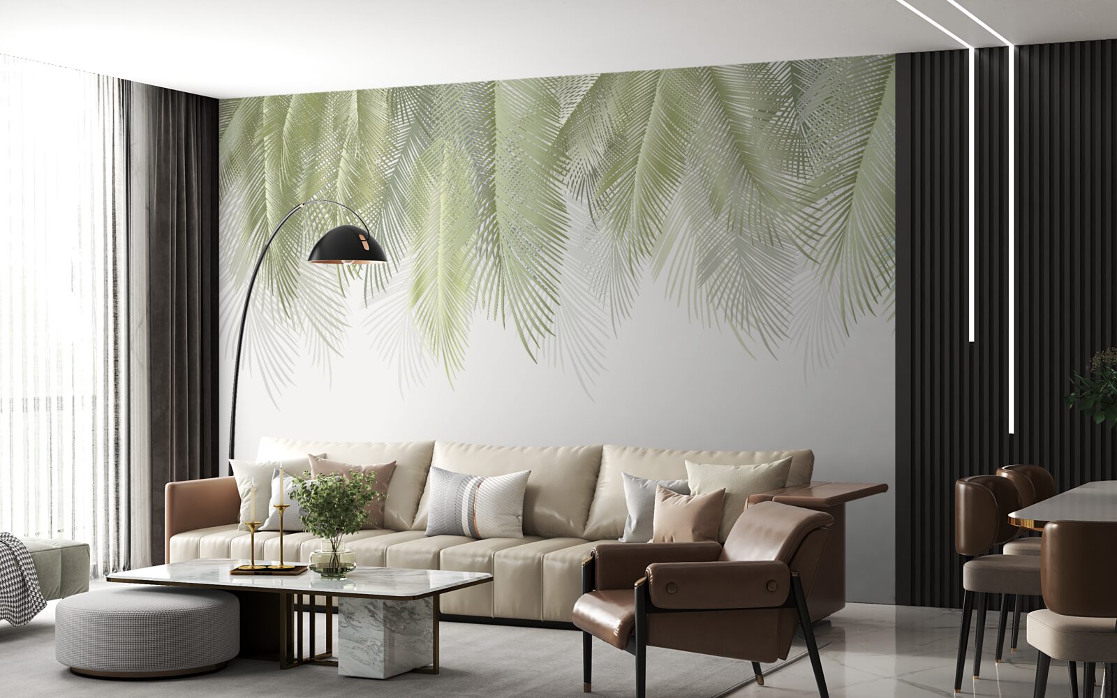 Fotobehang tropen met groene palmen