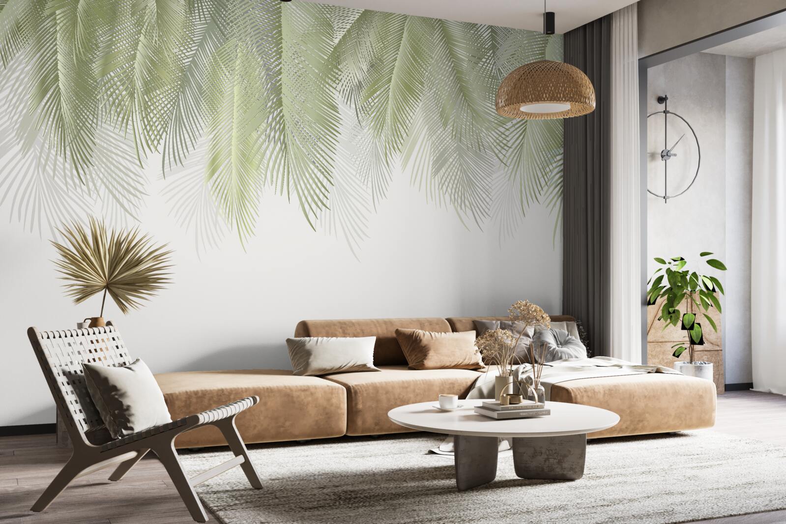 Fotobehang tropen met groene palmen