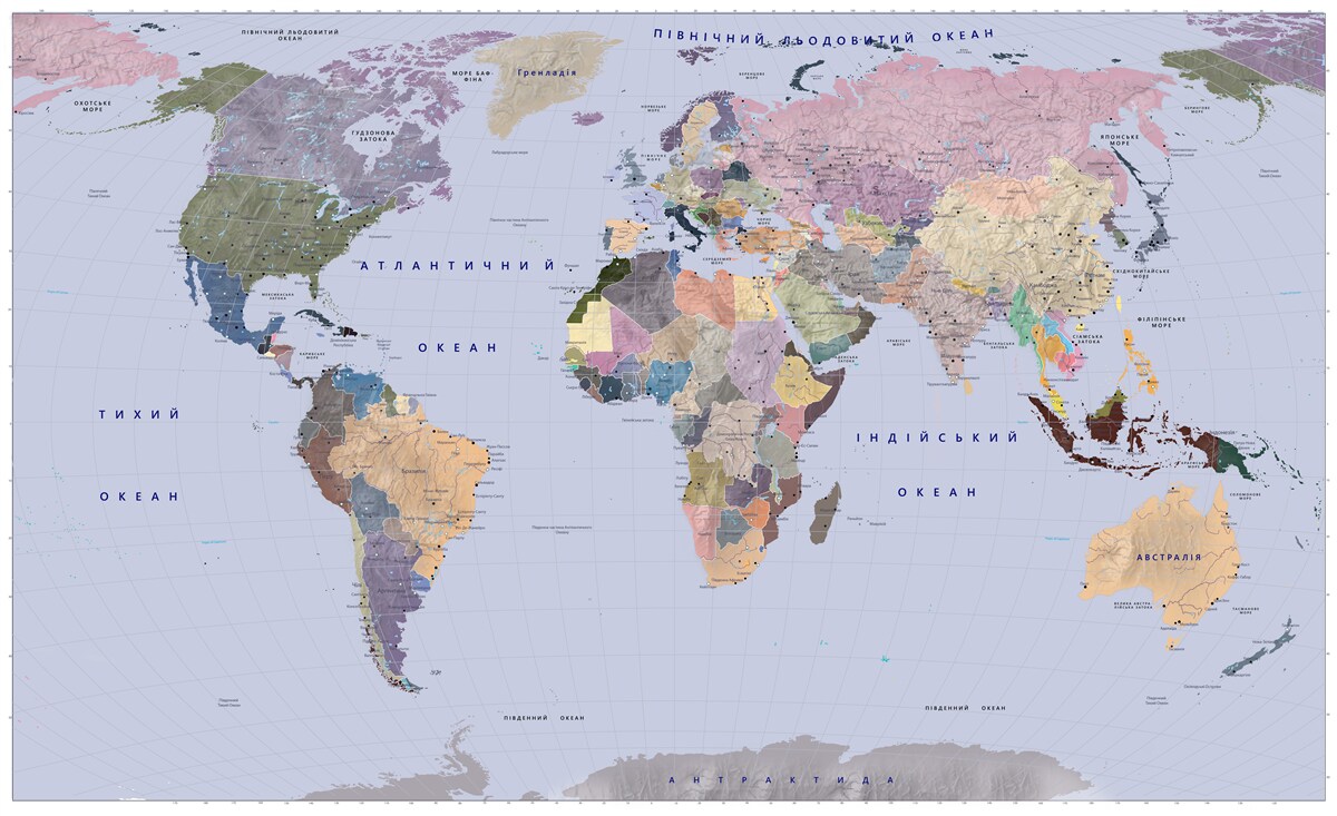 Fotobehang veelkleurige geografische kaart van de aarde