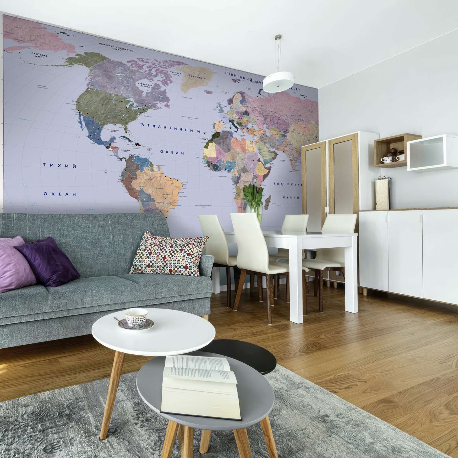 Fotobehang veelkleurige geografische kaart van de aarde