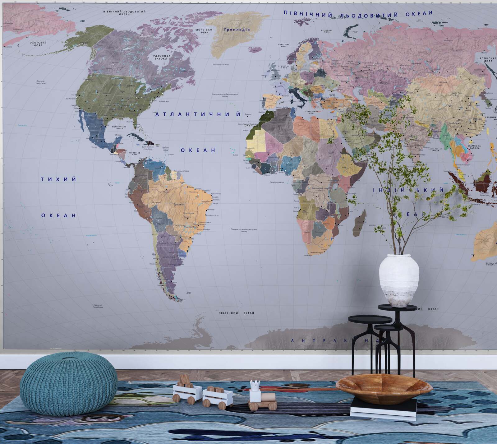 Fotobehang veelkleurige geografische kaart van de aarde