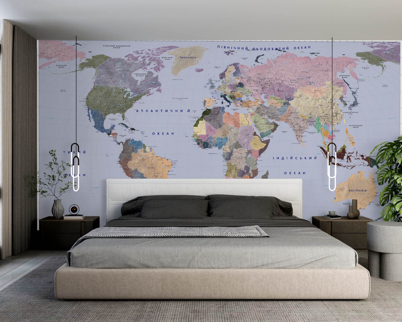 Fotobehang veelkleurige geografische kaart van de aarde