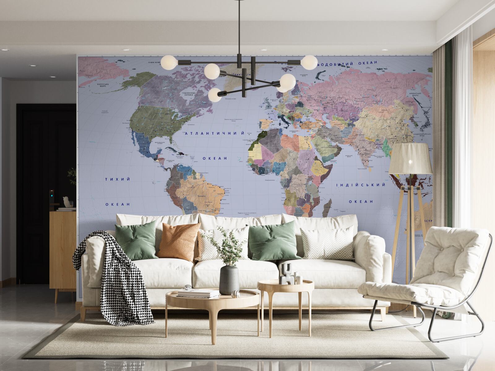 Fotobehang veelkleurige geografische kaart van de aarde