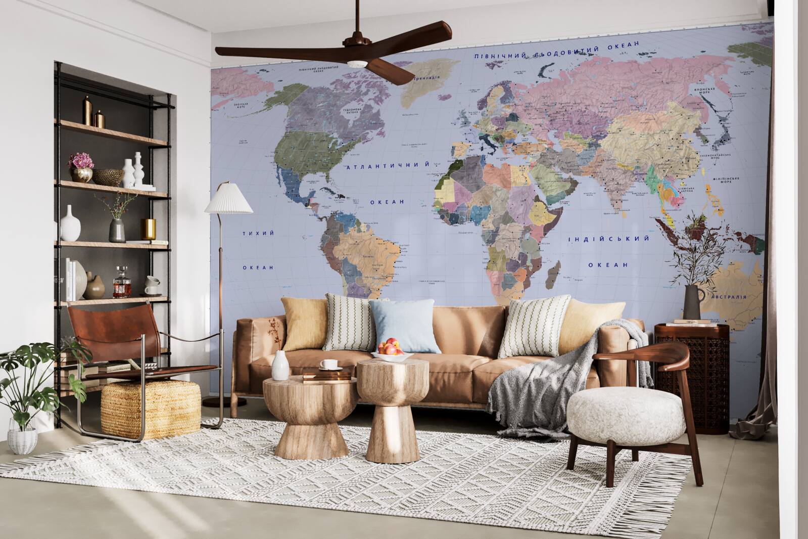 Fotobehang veelkleurige geografische kaart van de aarde