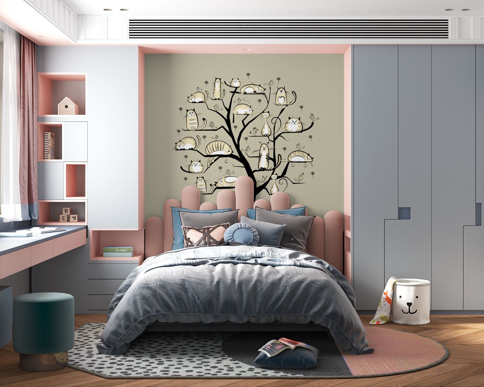 Fotobehang katten op een tak