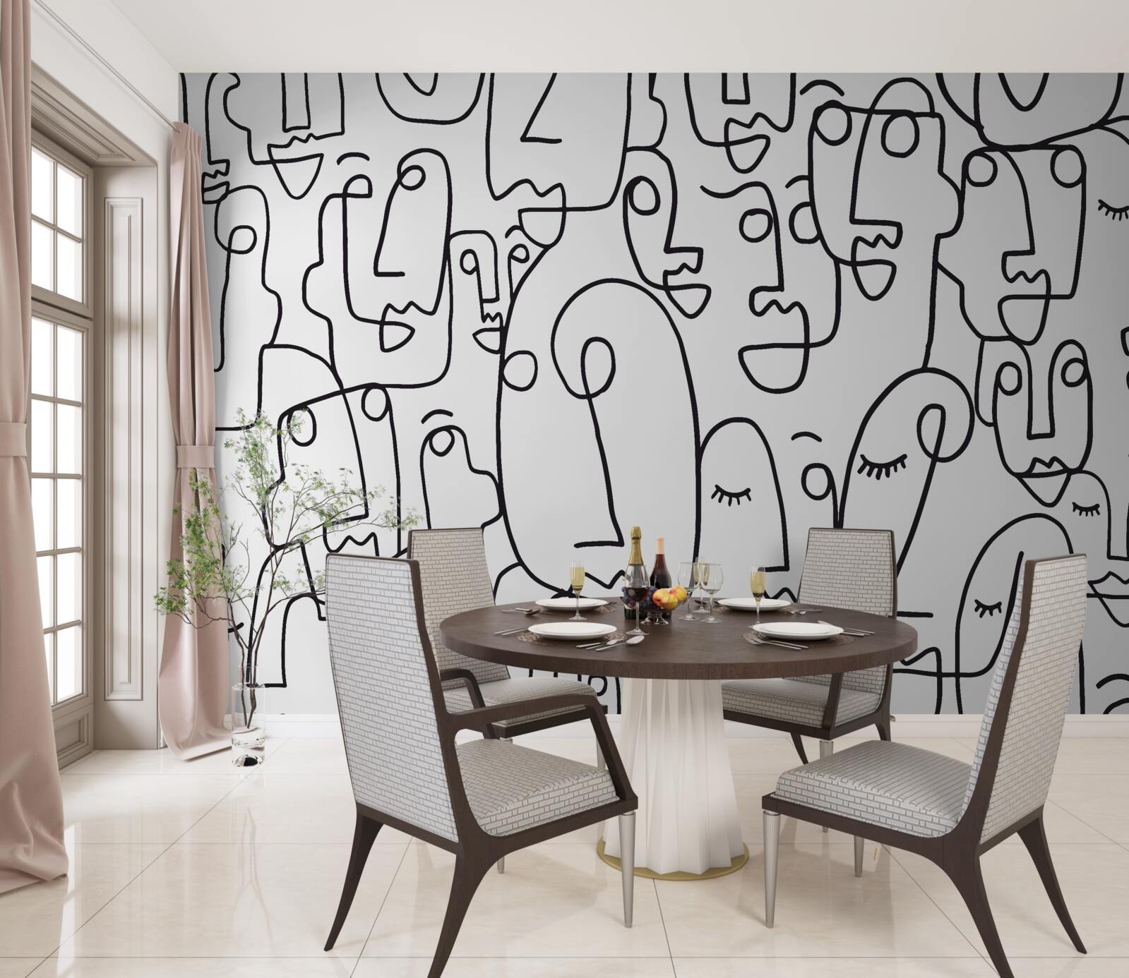 Fotobehang vrouwelijke gezichtscontouren