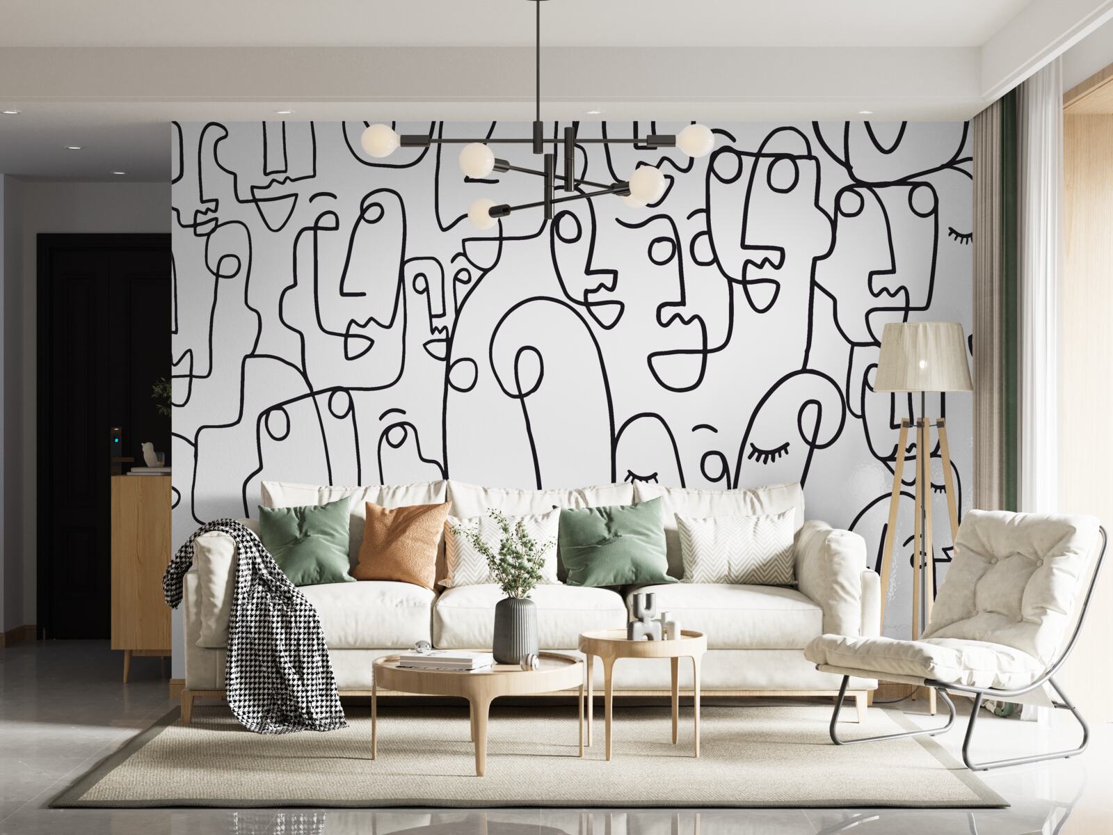 Fotobehang vrouwelijke gezichtscontouren