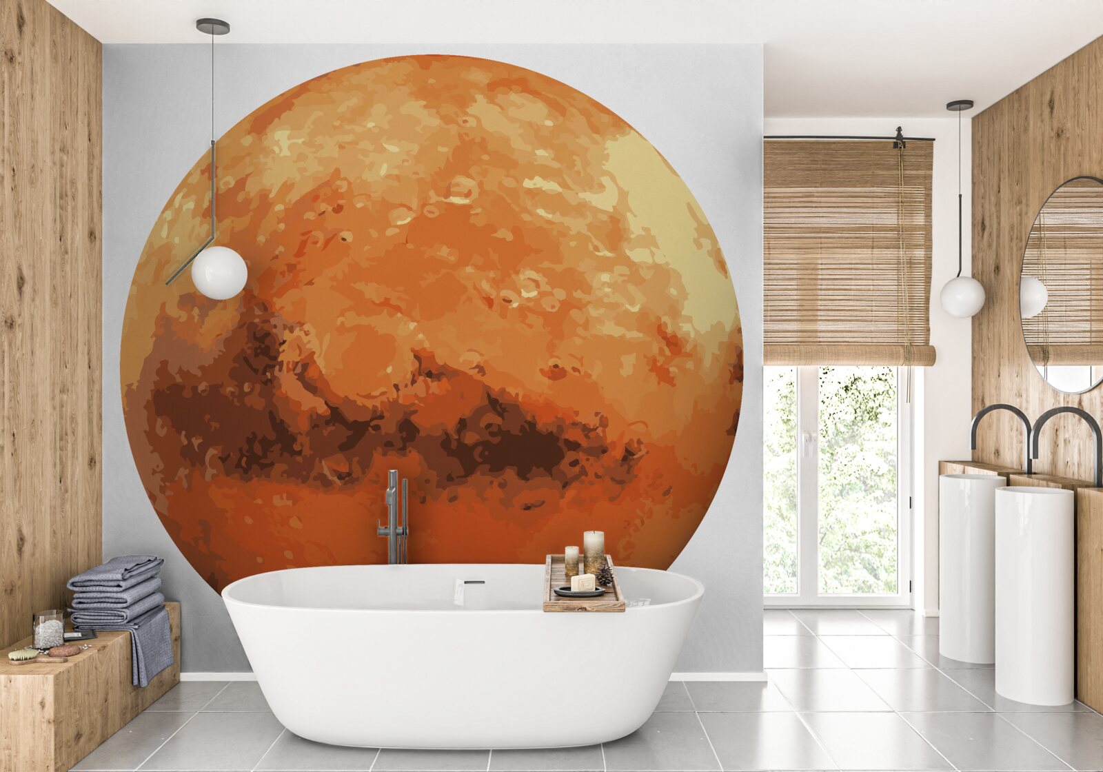 Fotobehang de planeet is rood-geel