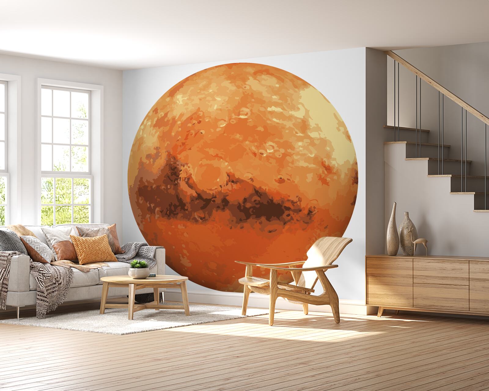 Fotobehang de planeet is rood-geel