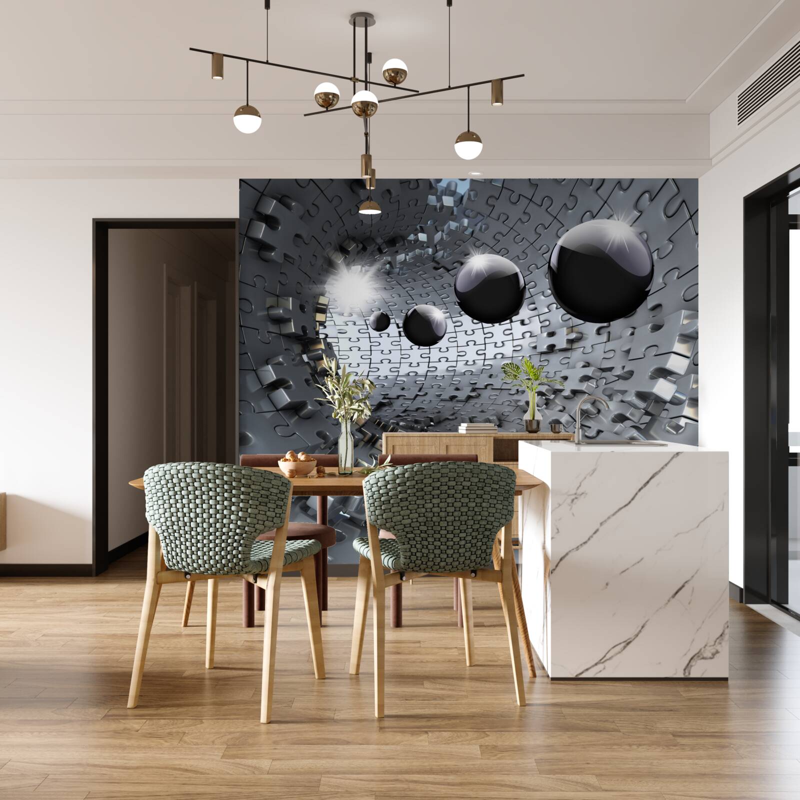 Fotobehang zwarte ballen verdwijnen over de horizon