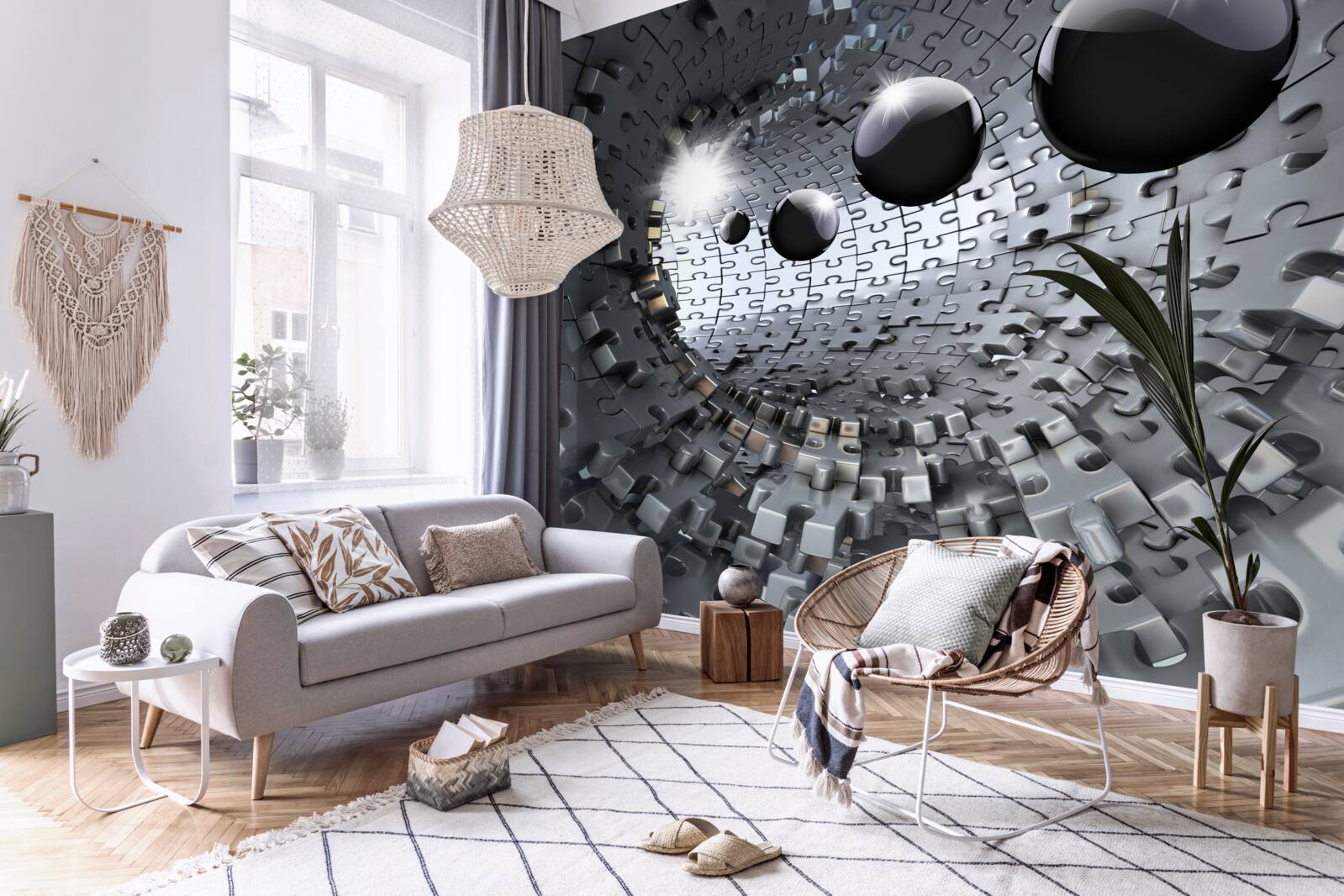 Fotobehang zwarte ballen verdwijnen over de horizon