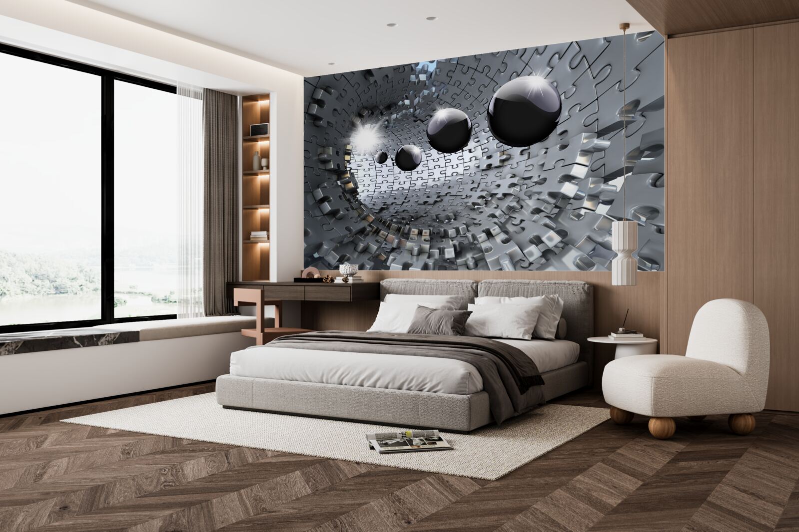 Fotobehang zwarte ballen verdwijnen over de horizon