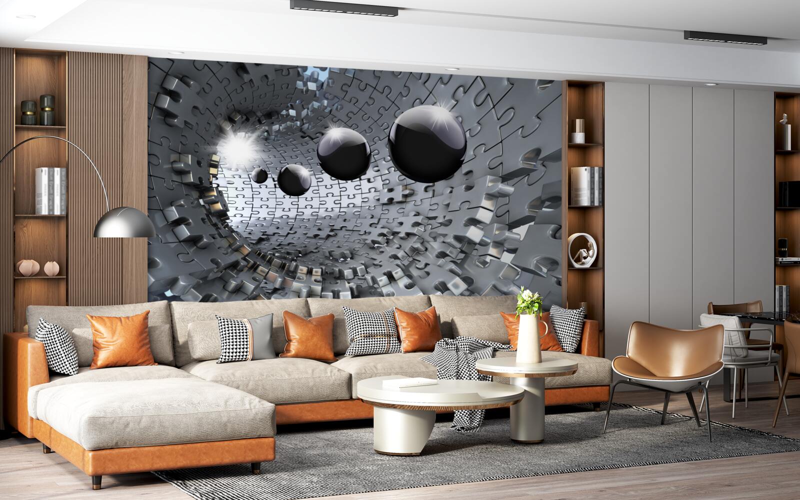 Fotobehang zwarte ballen verdwijnen over de horizon