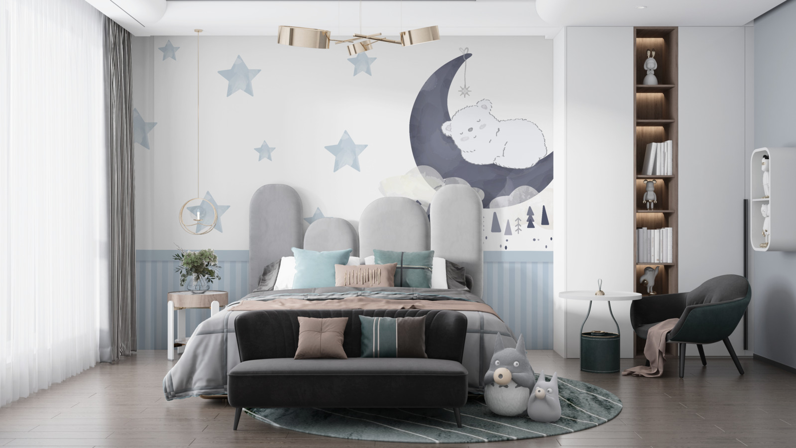 Fotobehang beer op aarde satelliet