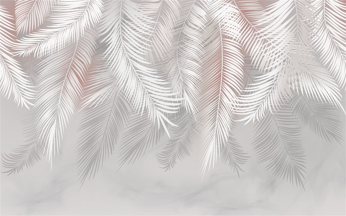 Fotobehang witte, knapperige en zachte bladeren