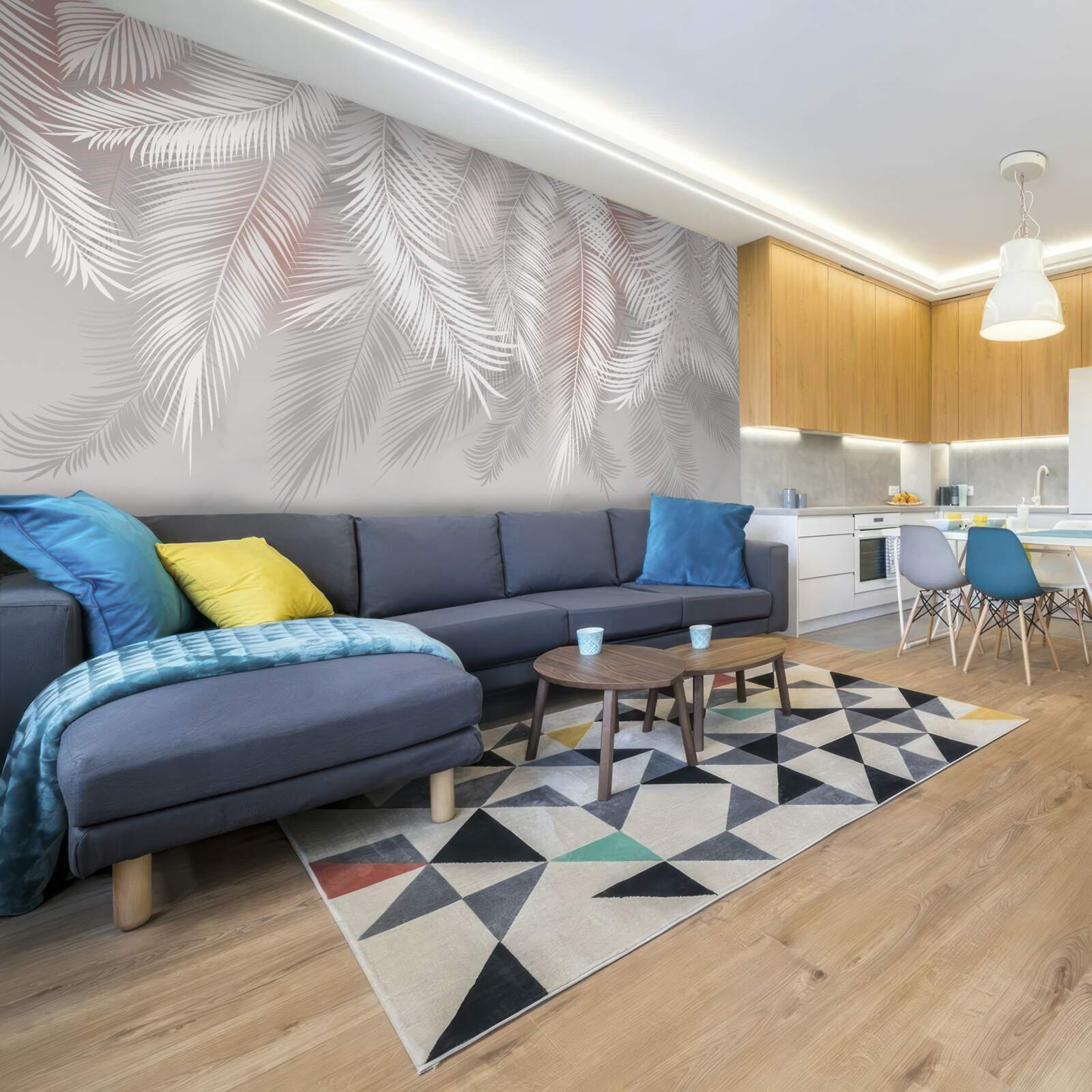 Fotobehang witte, knapperige en zachte bladeren