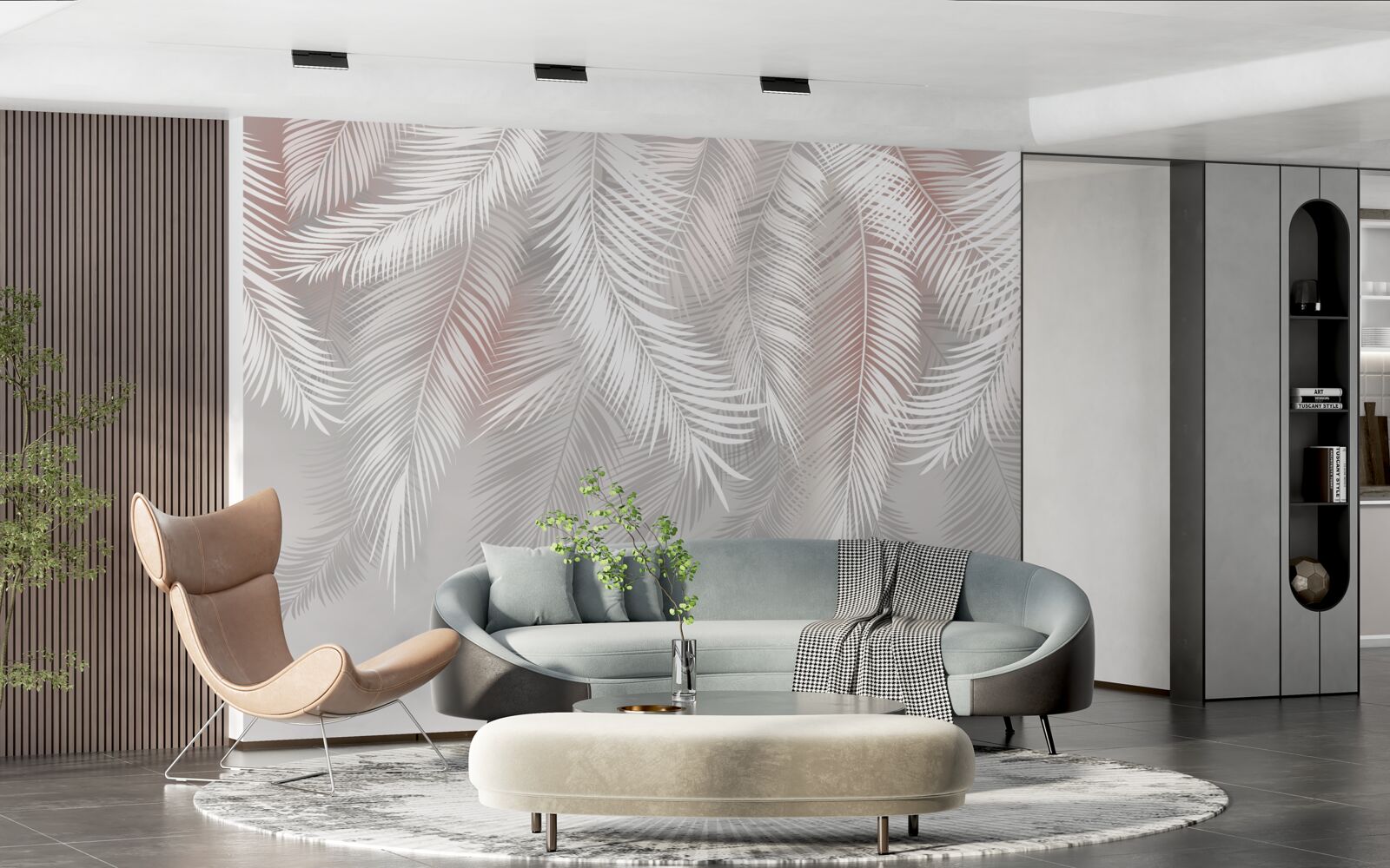 Fotobehang witte, knapperige en zachte bladeren