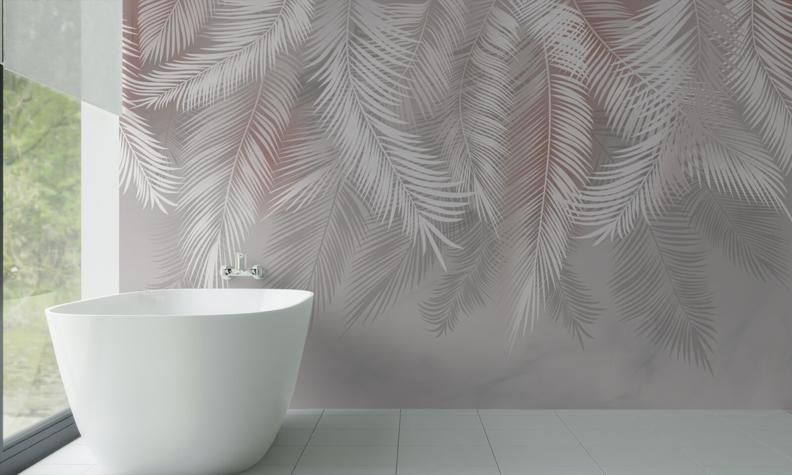 Fotobehang witte, knapperige en zachte bladeren