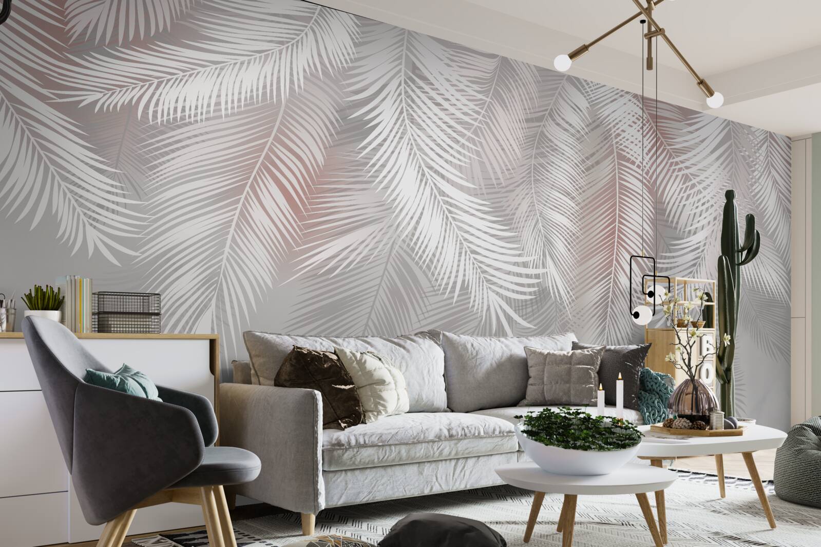 Fotobehang witte, knapperige en zachte bladeren