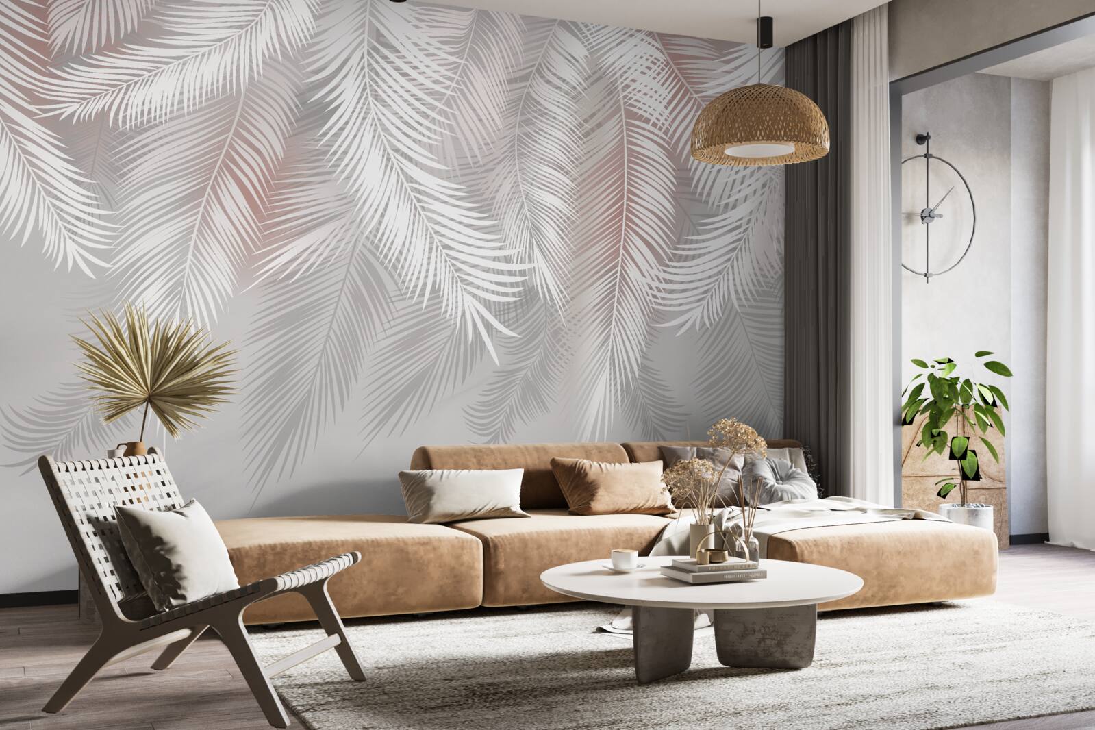 Fotobehang witte, knapperige en zachte bladeren