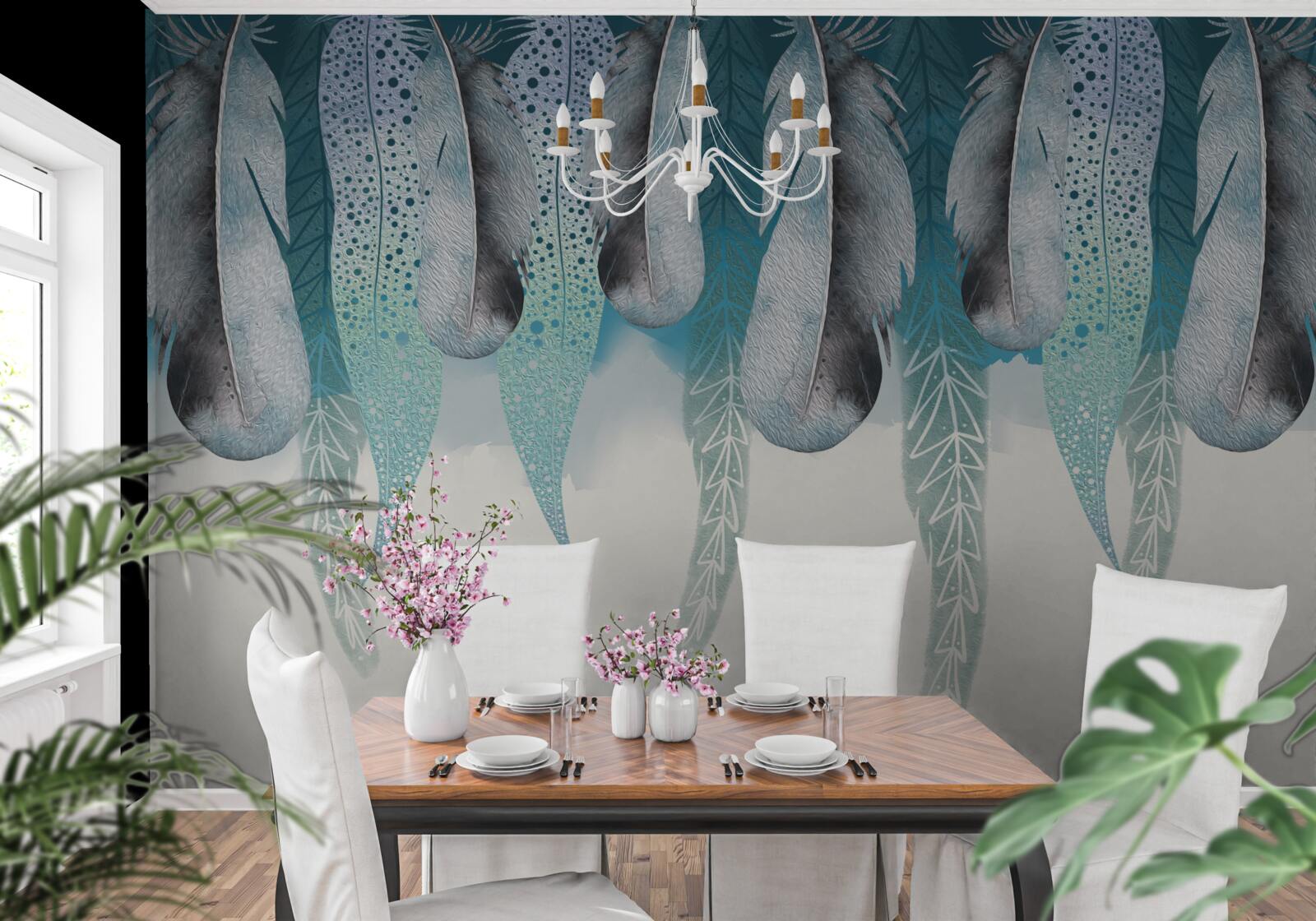 Fotobehang abstracte achtergrond met afbeelding van veren