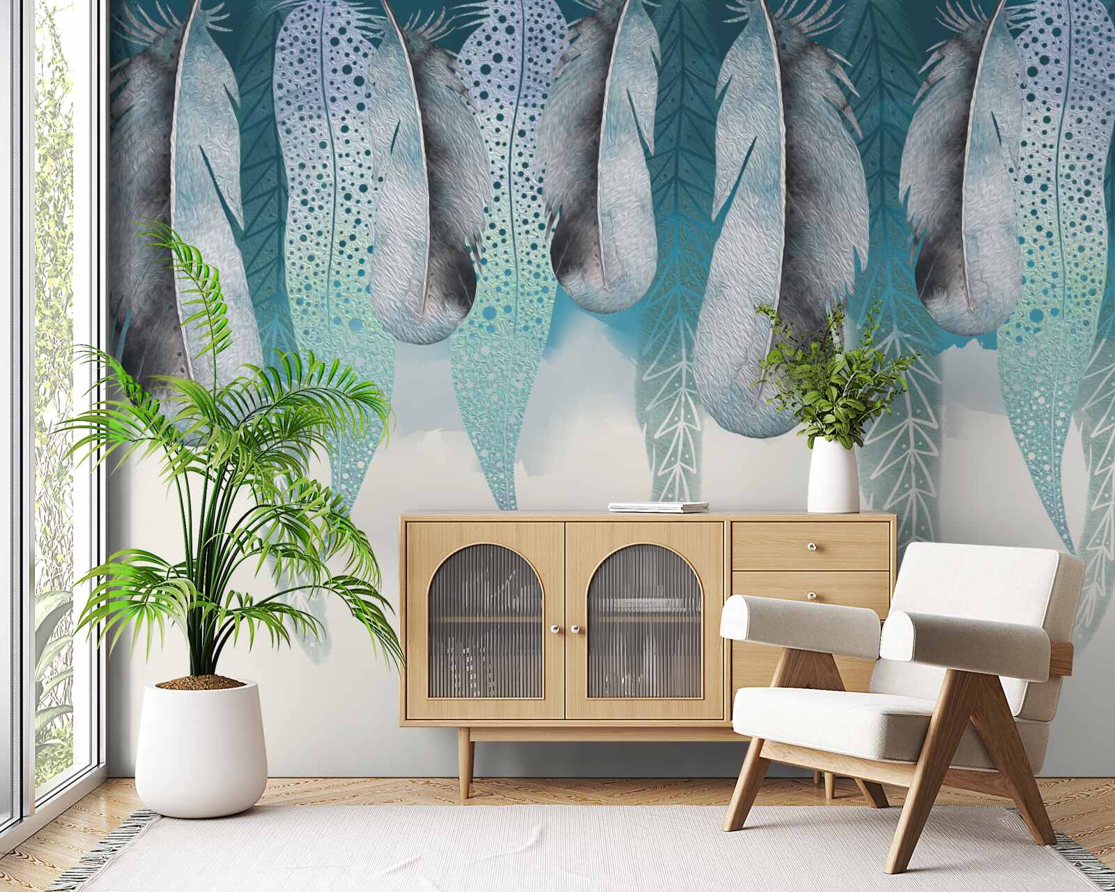 Fotobehang abstracte achtergrond met afbeelding van veren