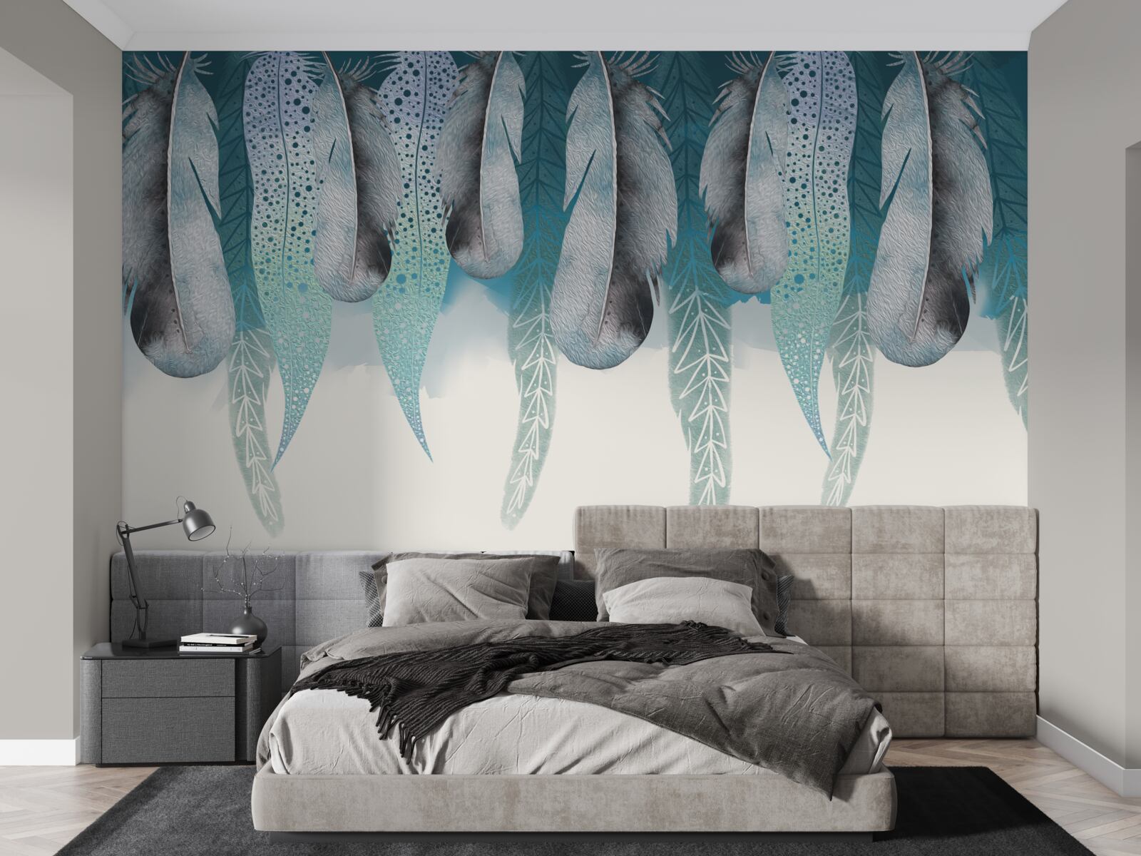 Fotobehang abstracte achtergrond met afbeelding van veren