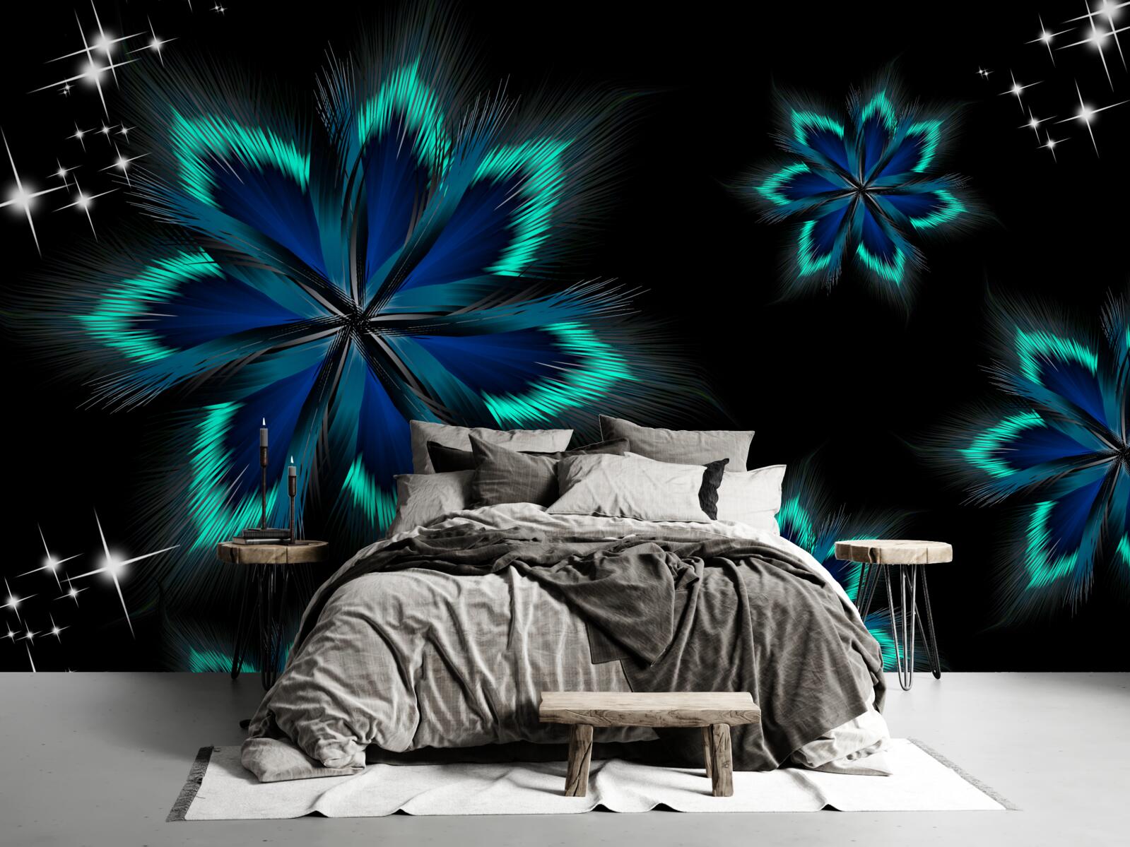 Fotobehang lotus met een lichtblauwe rand