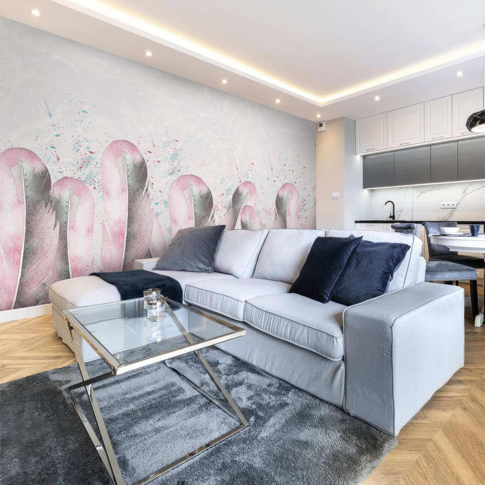 Fotobehang de zachtheid van roze veren