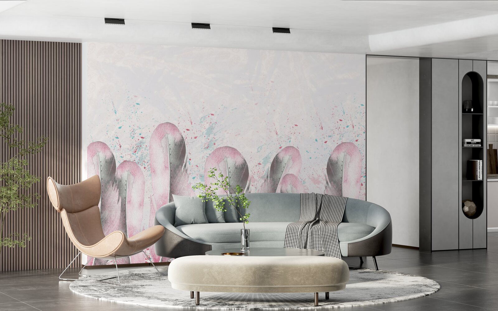 Fotobehang de zachtheid van roze veren