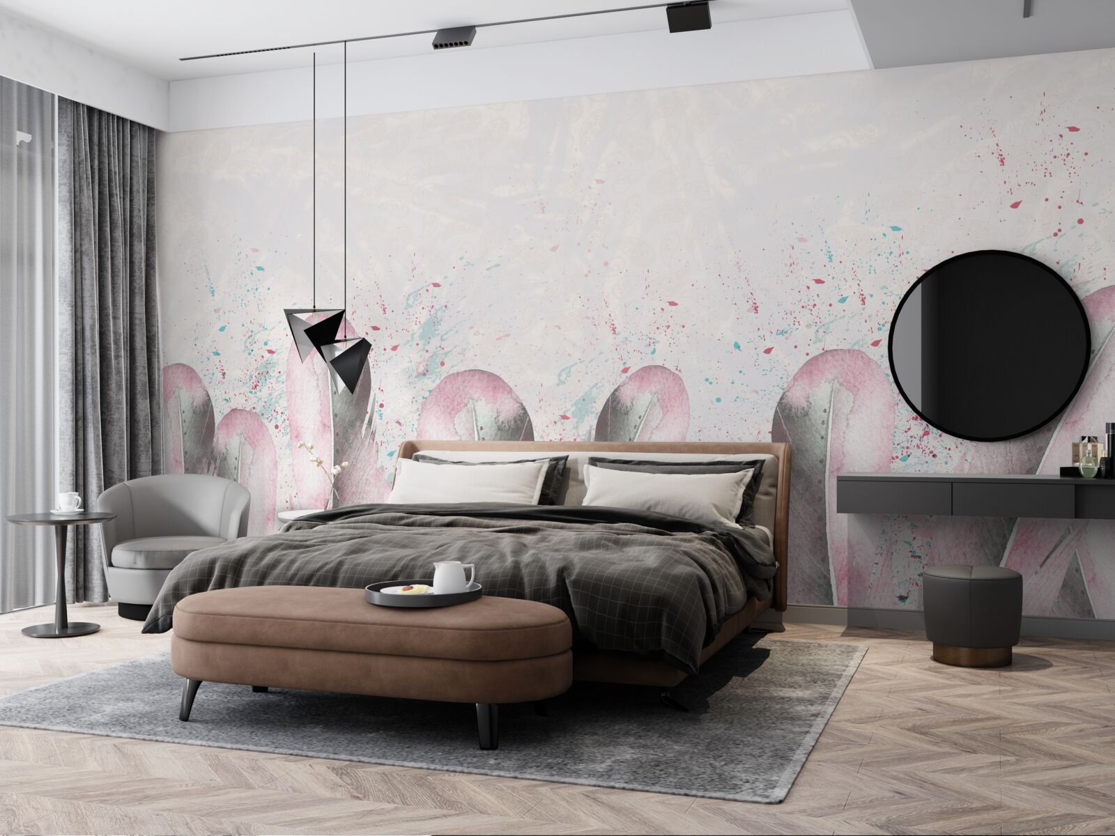 Fotobehang de zachtheid van roze veren