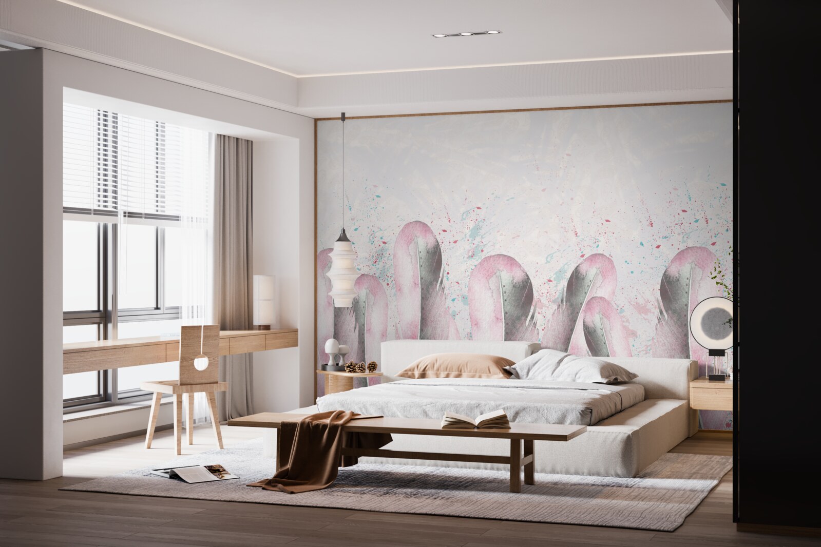 Fotobehang de zachtheid van roze veren