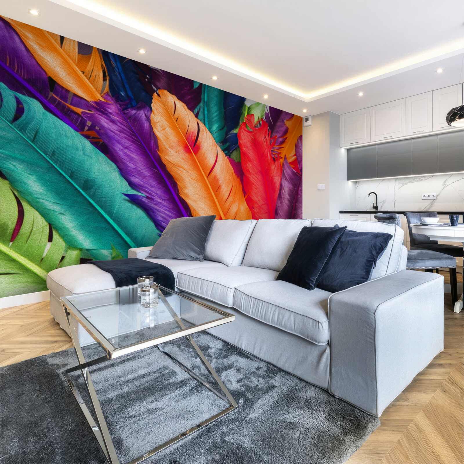 Fotobehang extreem rijke, glanzende veren