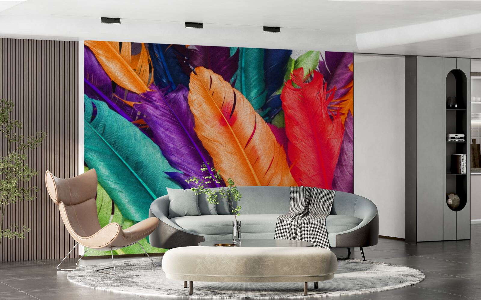 Fotobehang extreem rijke, glanzende veren