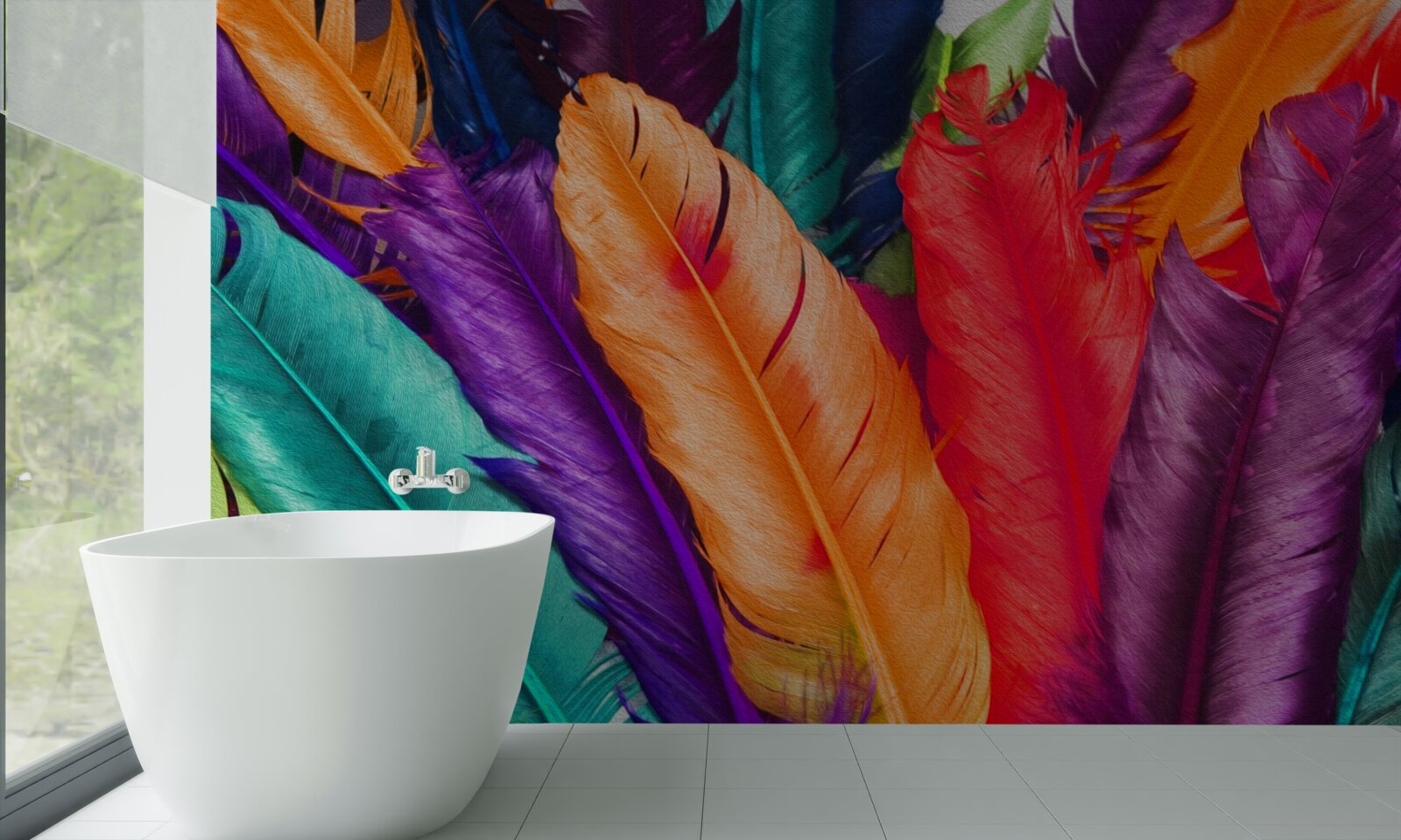 Fotobehang extreem rijke, glanzende veren