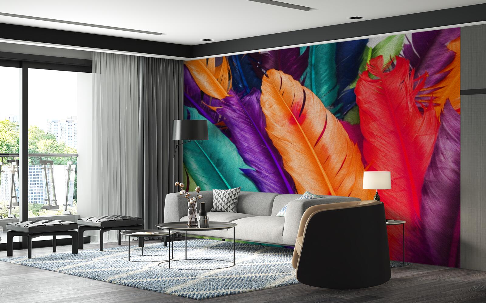 Fotobehang extreem rijke, glanzende veren