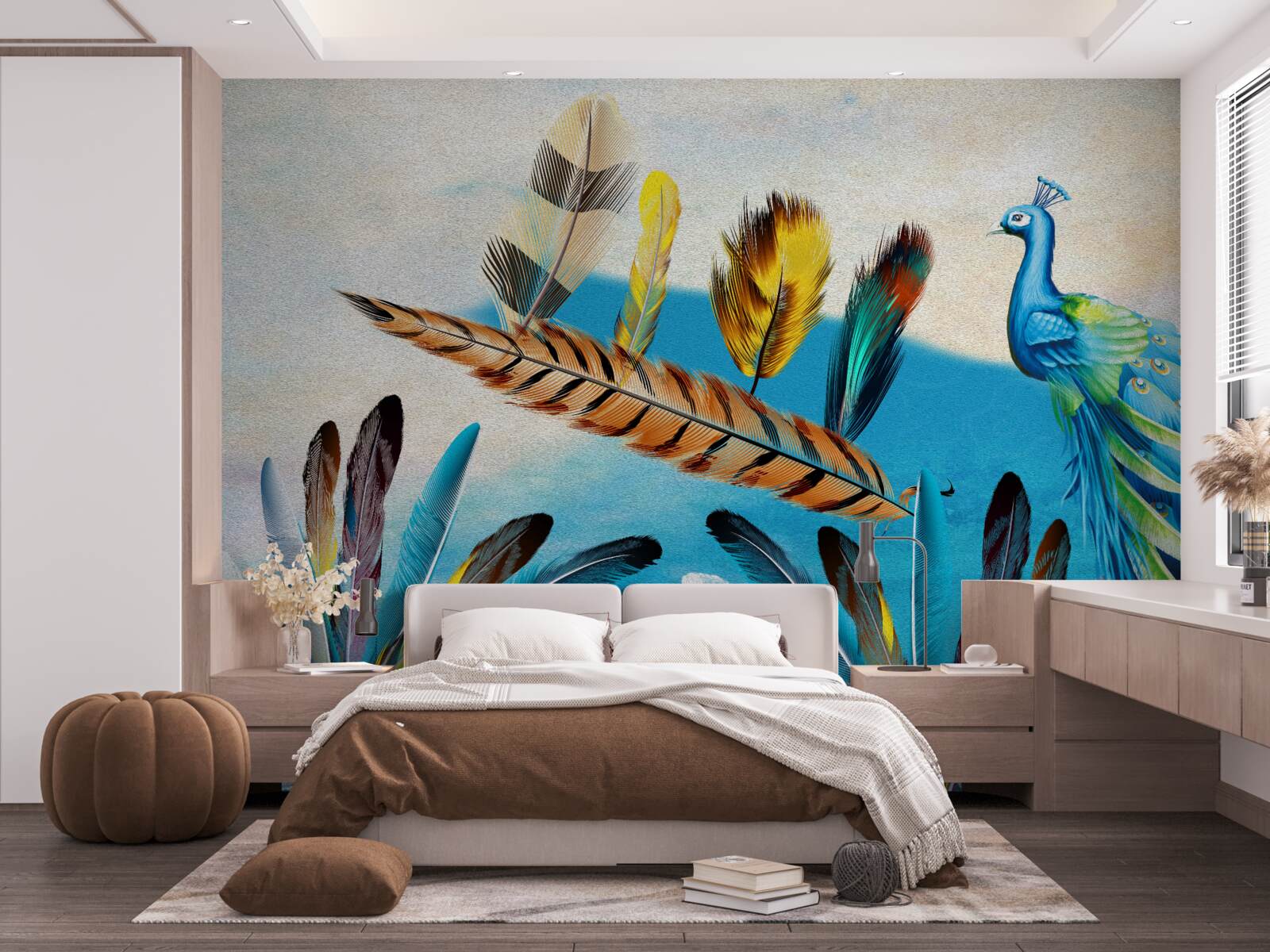 Fotobehang pauwenveren en hun variëteiten