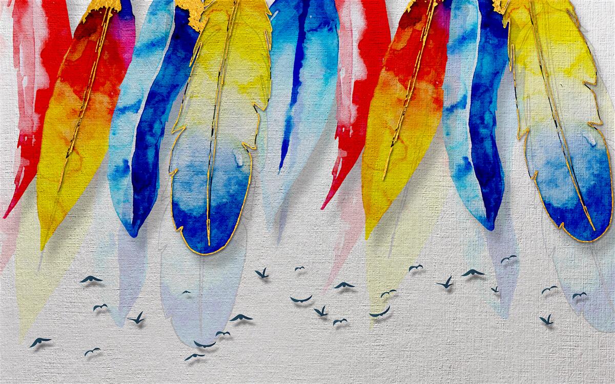 Fotobehang aquarelstiften in boho-stijl