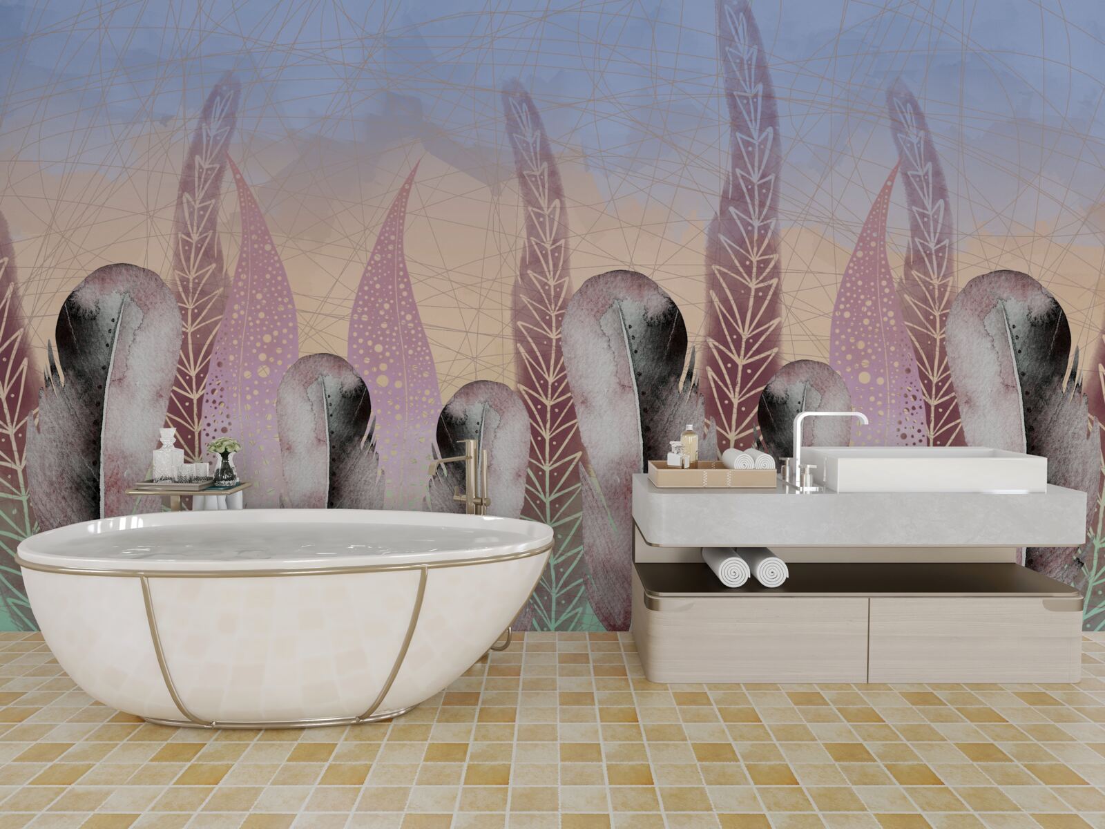 Fotobehang vector pennen collectie