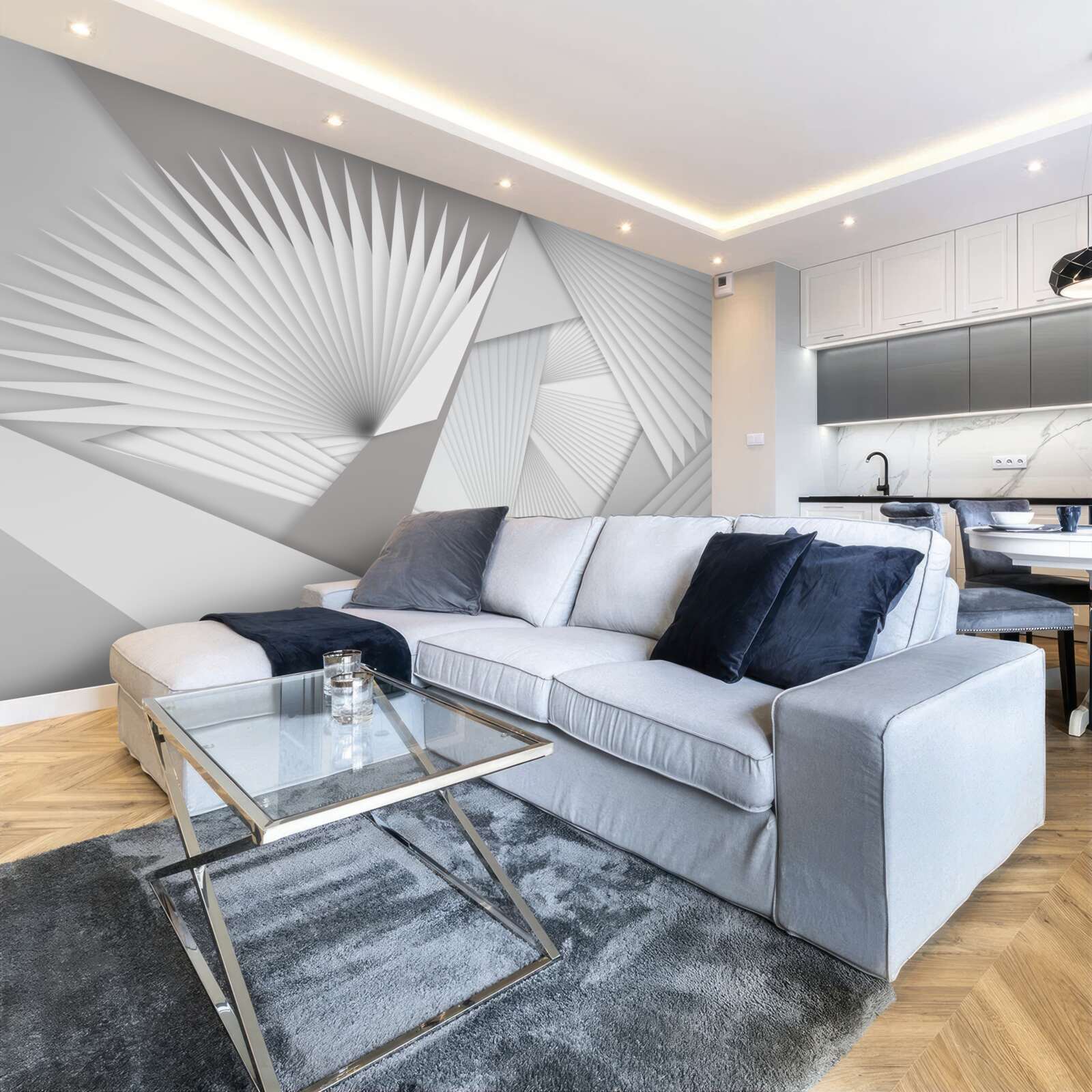 Fotobehang perspectiefaanzicht van geometrische vormen