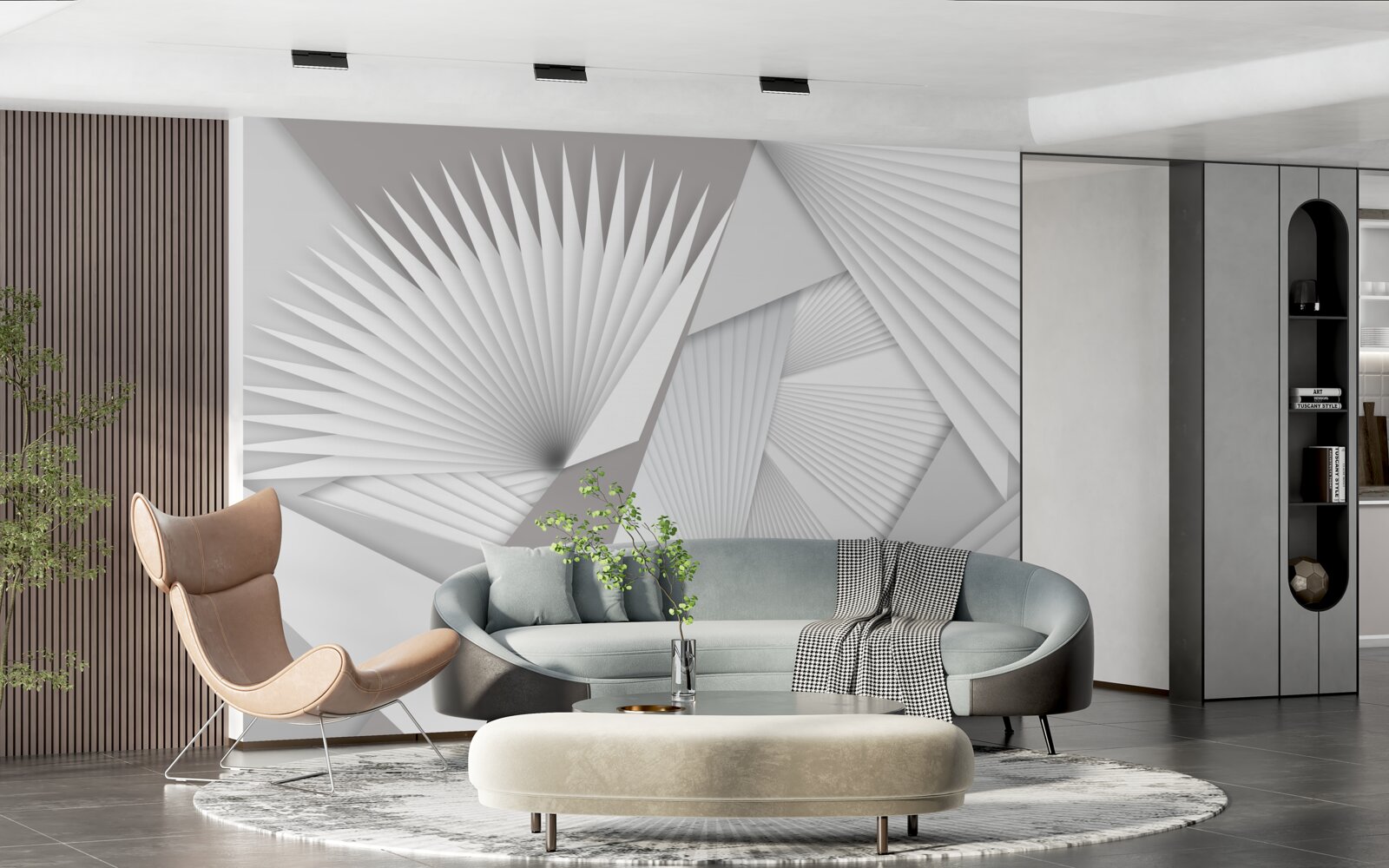 Fotobehang perspectiefaanzicht van geometrische vormen