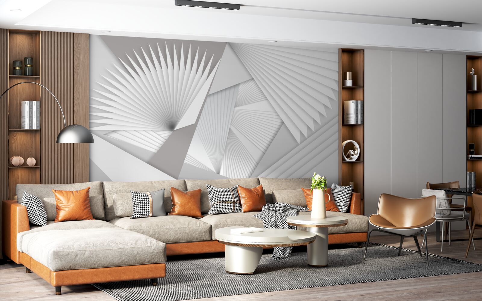 Fotobehang perspectiefaanzicht van geometrische vormen