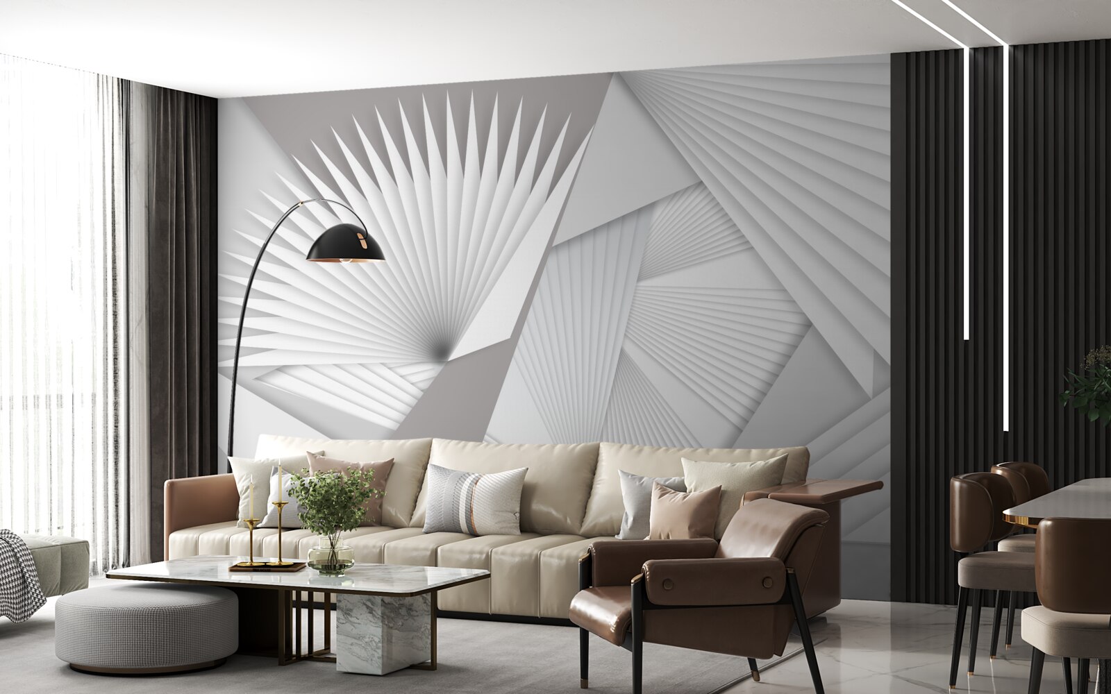 Fotobehang perspectiefaanzicht van geometrische vormen