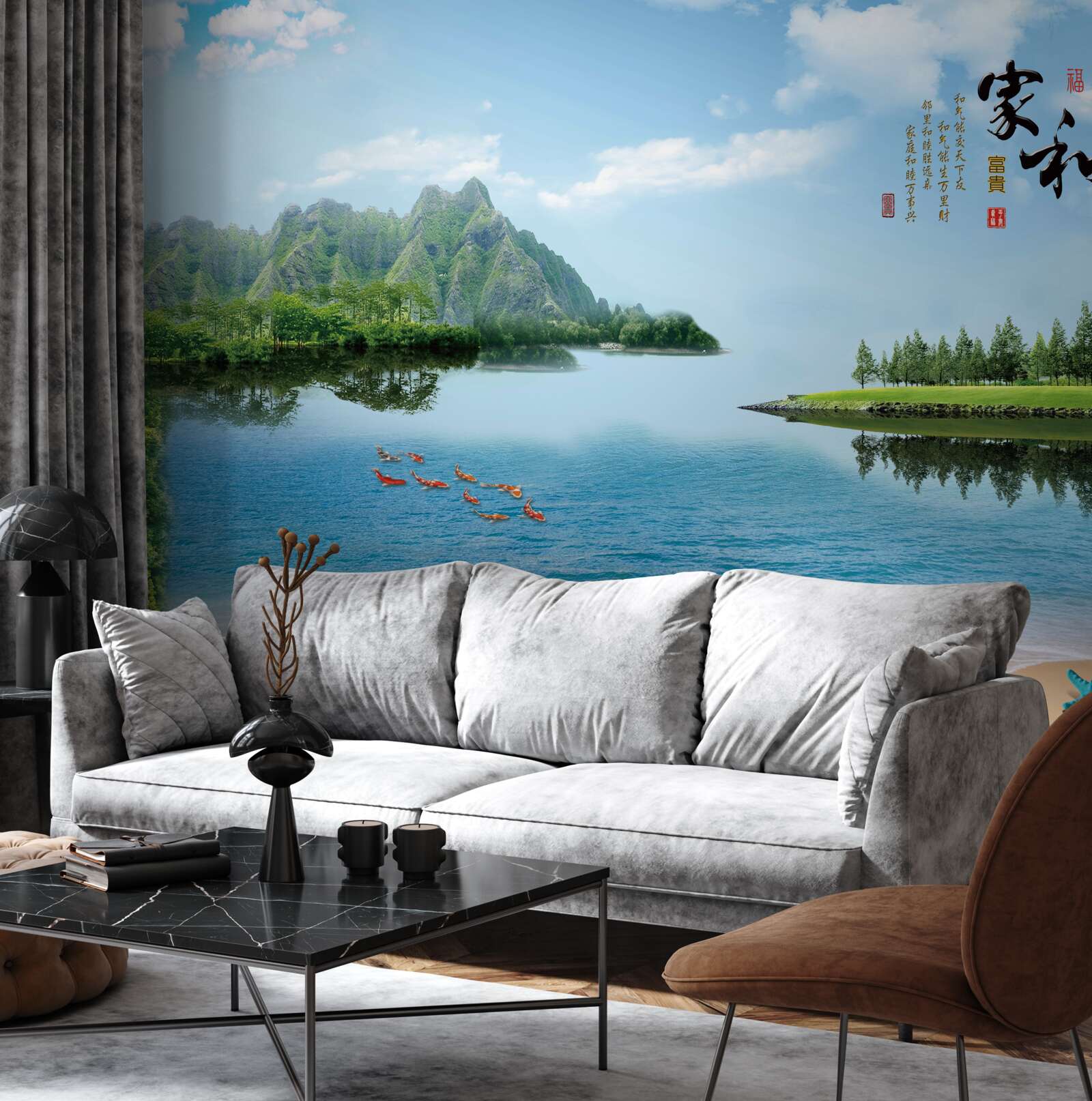 Fotobehang kleurrijk zomerlandschap