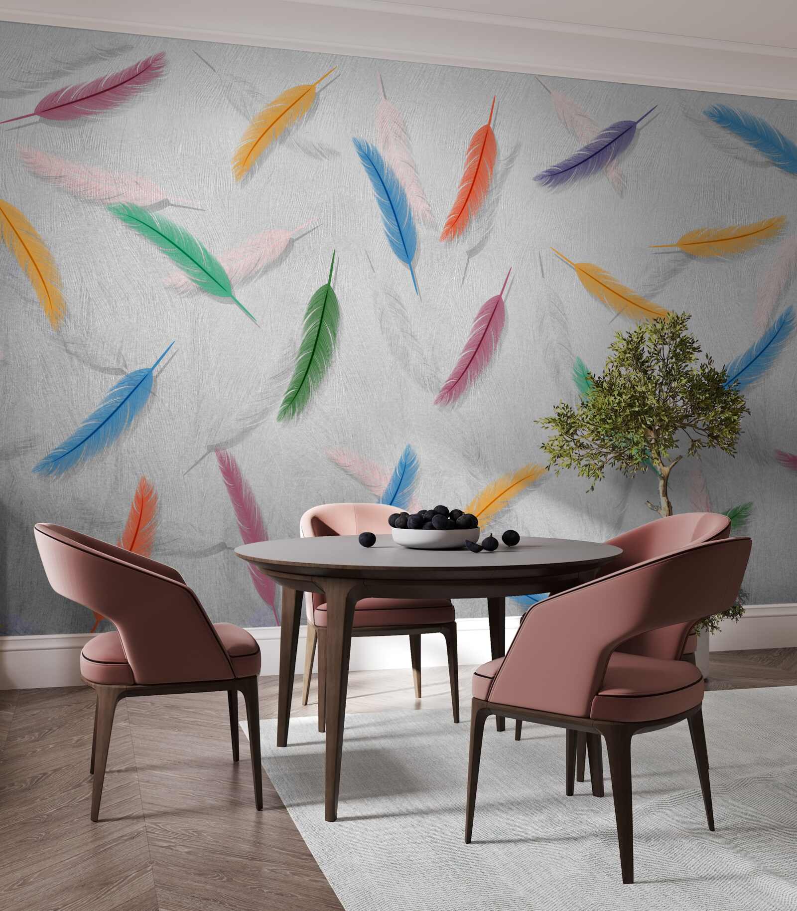 Fotobehang gekleurde pennen met dezelfde vorm