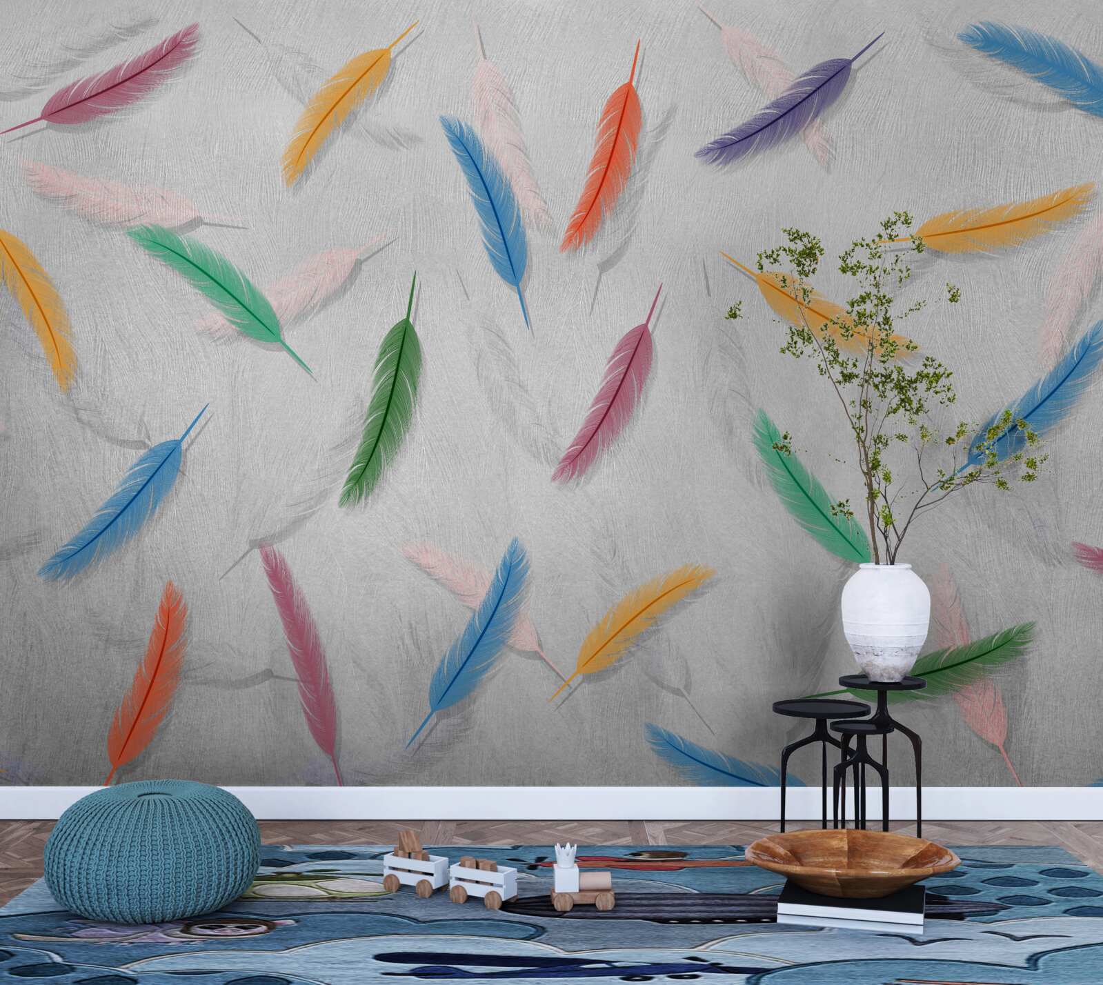 Fotobehang gekleurde pennen met dezelfde vorm