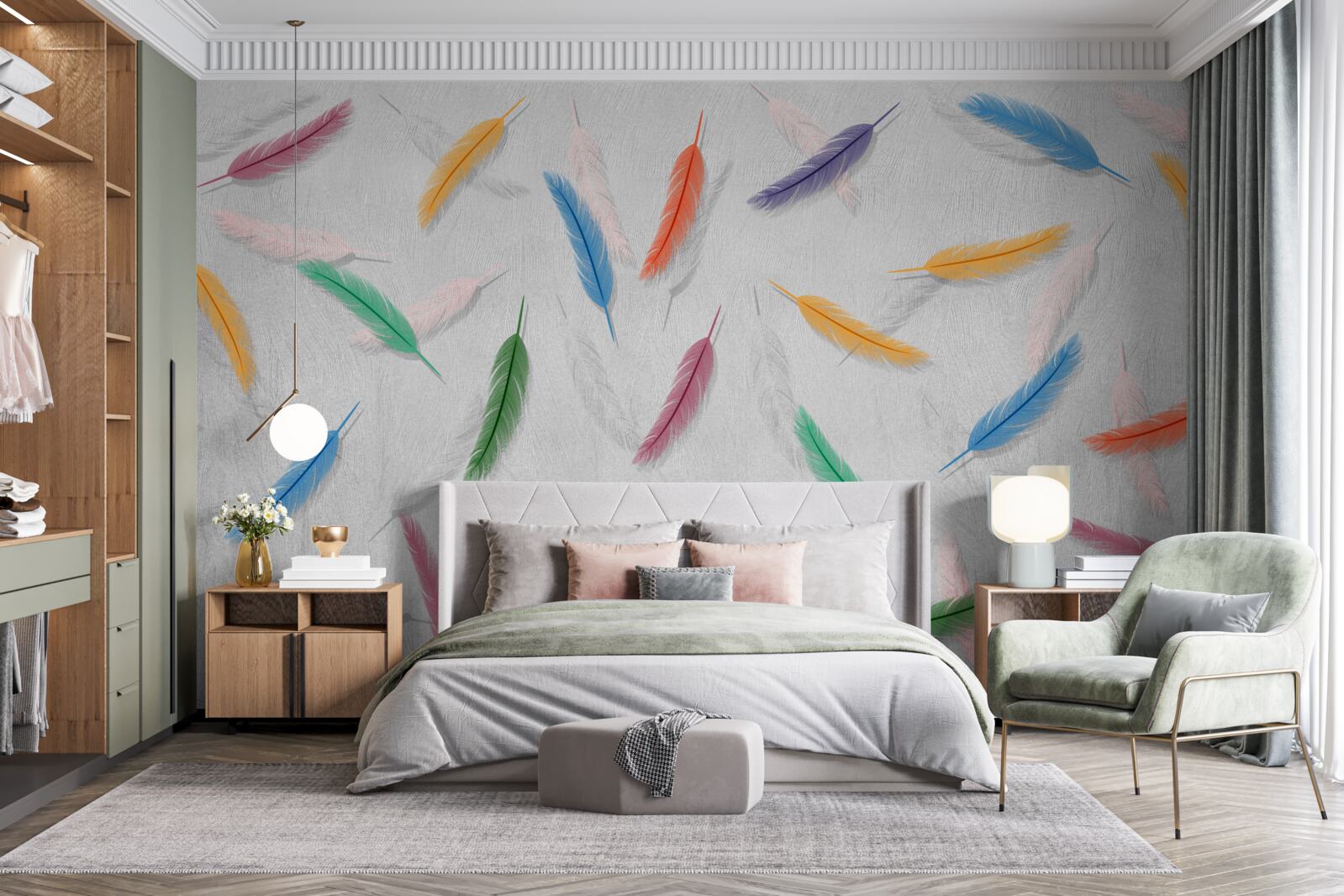 Fotobehang gekleurde pennen met dezelfde vorm