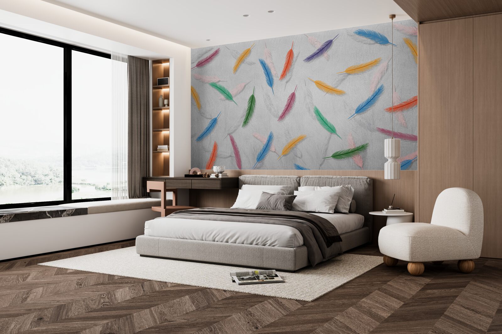 Fotobehang gekleurde pennen met dezelfde vorm