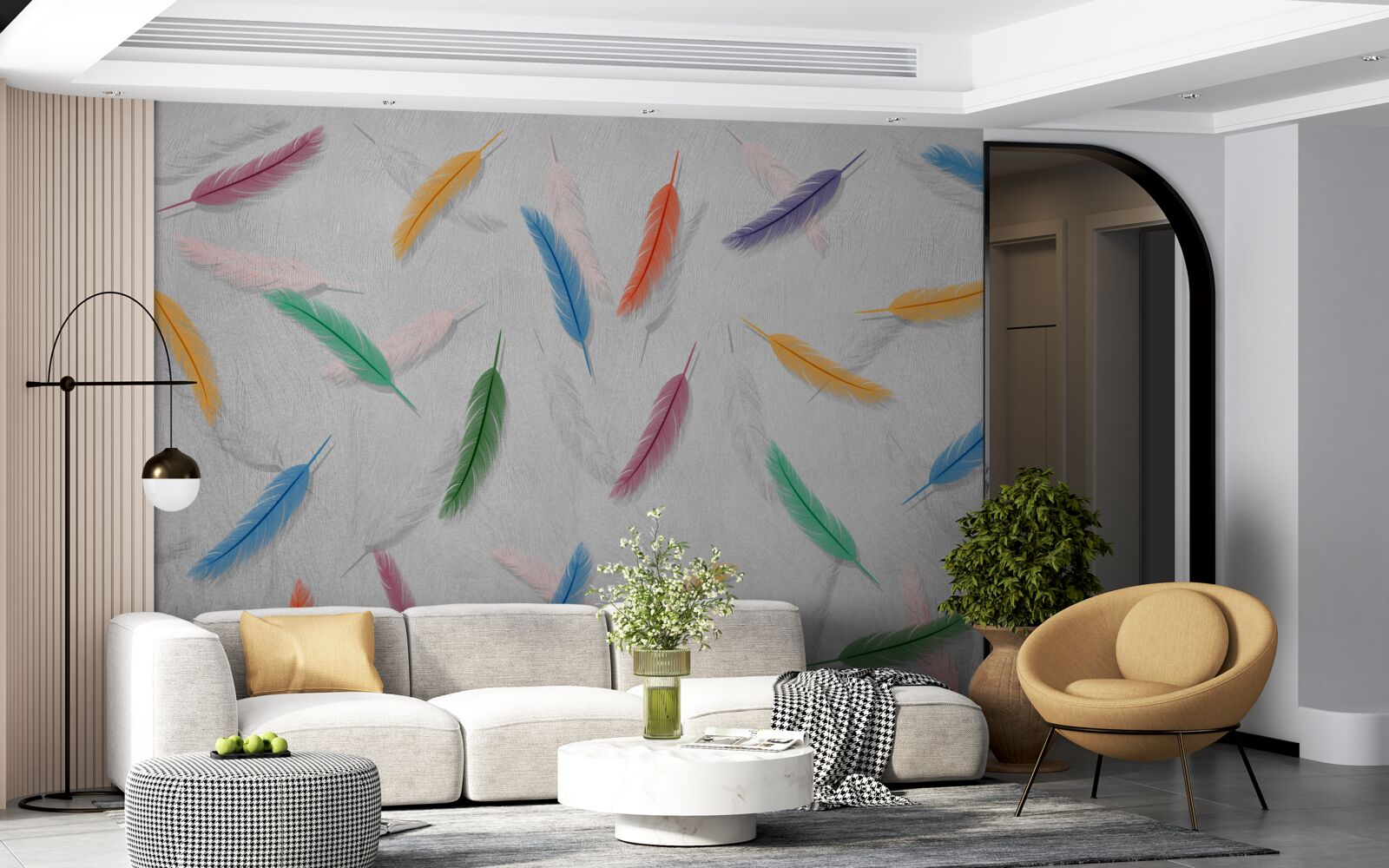 Fotobehang gekleurde pennen met dezelfde vorm