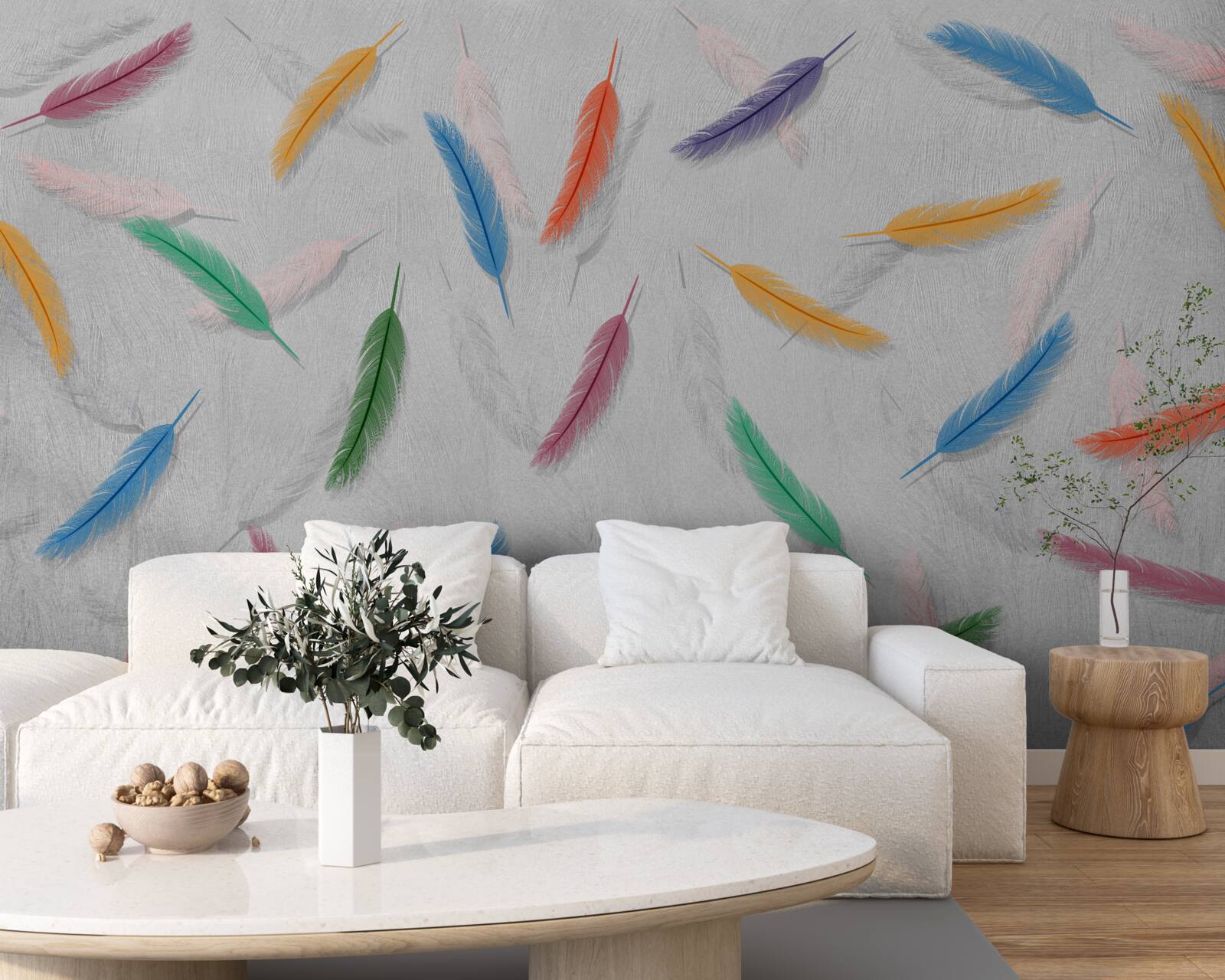 Fotobehang gekleurde pennen met dezelfde vorm